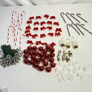 Lot Of (96) Vintage Miniature Christmas Tree Ornaments And 1‎ Set Of Lights